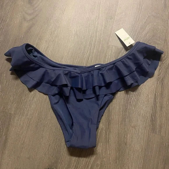 New Aerie Navy Ruffle Bikini Bottom - Picture 2 of 4